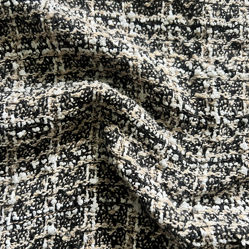 In stock Chanel style wool woven fabric retro style woven woolen plaid clothing bag fabric