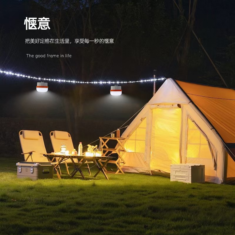 Solar Camping Style Lamp Night Market Stall Lighting Power Outage Emergency Lamp Charging Ultra-Long Life Outdoor Tent Lamp Hanging Lamp
