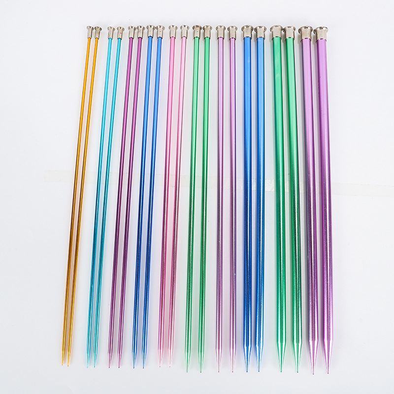 Cross-Border New Style 25cm Alumina Crochet DIY Knitting Tool Colorfulful Sweater Needle Single Pointed Stick Needle with Plug