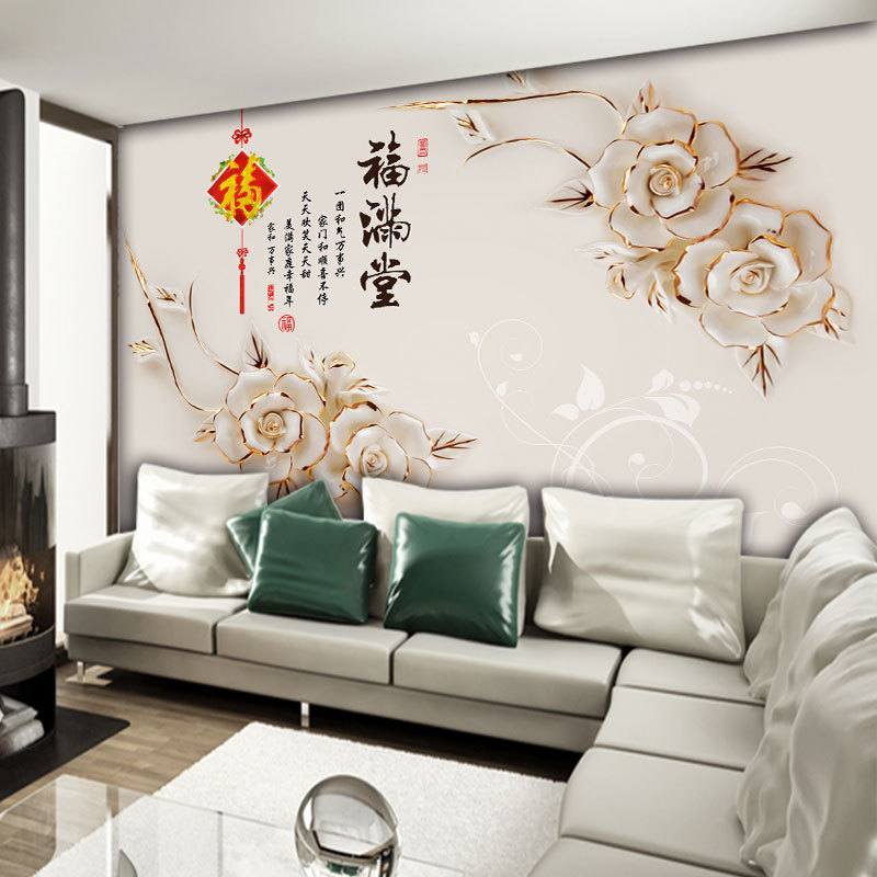 Customized Mural 3D Relief Lotus Wall Covering Stereo Tulip Background Wall Wallpaper Flower Non-Woven Wallpaper Manufacturer