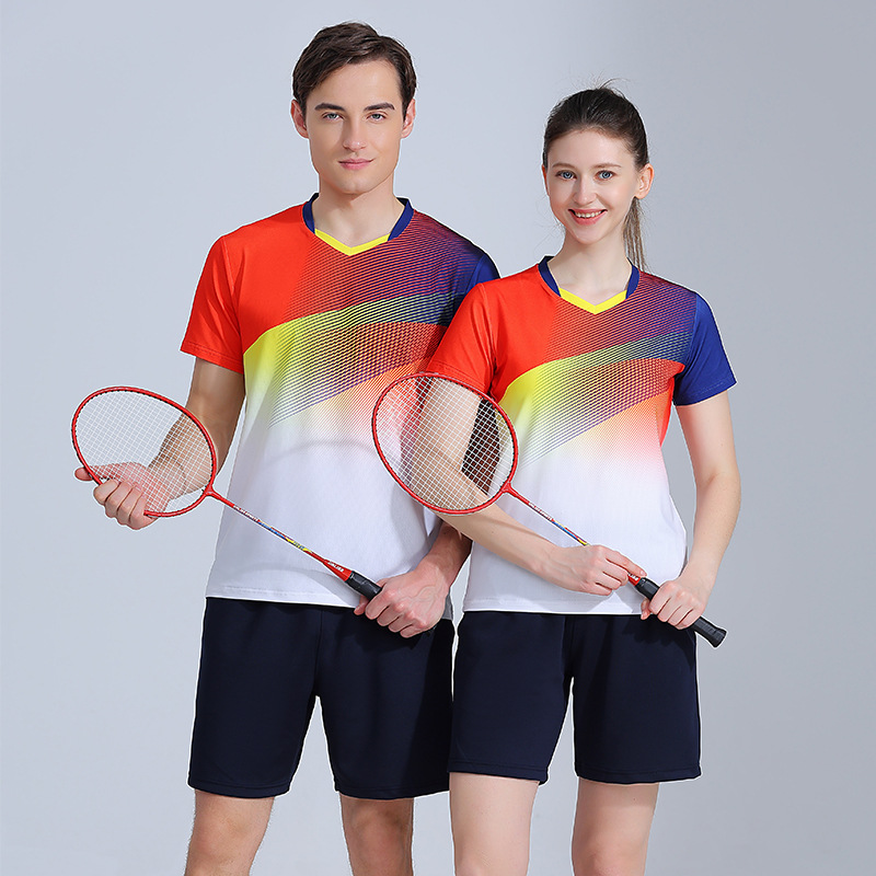 New Full Body Printing Badminton Suit Top in stock Printing Quick-drying Tennis Table Tennis Suit Competition Training T-shirt Batch