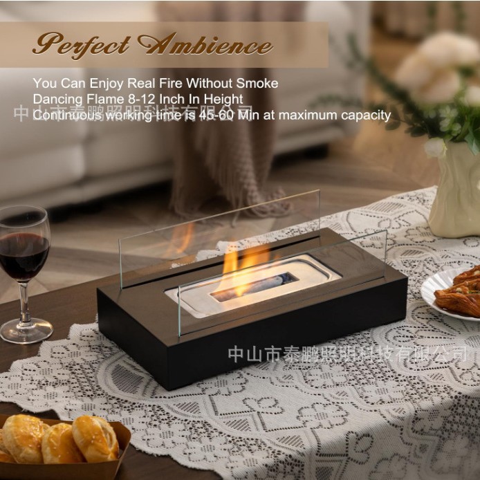 Cross-Border Rectangular Desktop Real Fire Alcohol Fireplace Lamp Ethanol Brazier Courtyard Portable Outdoor Alcohol Dispenser