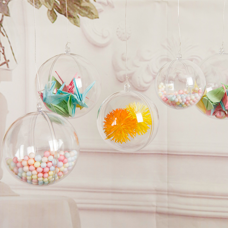 Оптовая продажа прозрачного шара, пластиковая оболочка, акрил 5-12см, рождественский шар, пустотелый шар, подвесное украшение