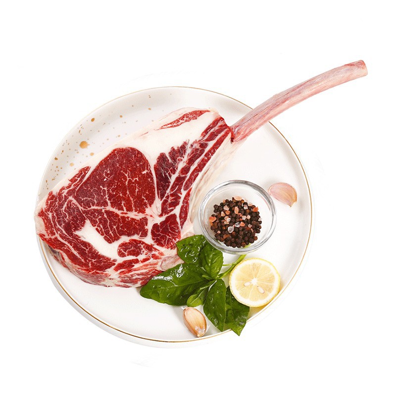 War Axe Frozen Steak, Original Cut, Lightly Marinated, Bone-In Ribeye Beef, Western Cuisine Cooking Ingredient, Family and Commercial Wholesale, Large Pieces