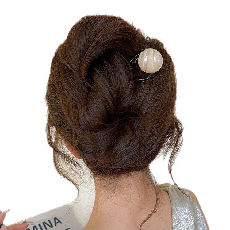 Coconut Jelly Round Beads ~ Retro Simple Beads U-Shaped Hairpin for Women 2025 New Classy Summer Ball Headband Hair Accessories