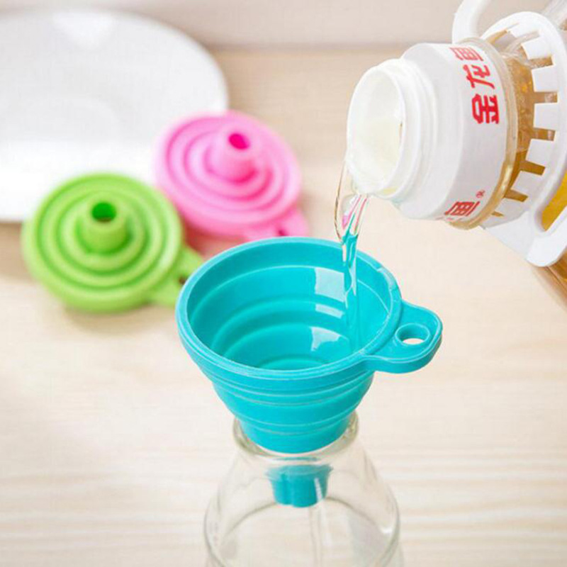 Spot Silicone Funnel Telescopic Mini Portable Folding Oil Funnel Compression Storage Kitchen Supplies Silicone Funnel