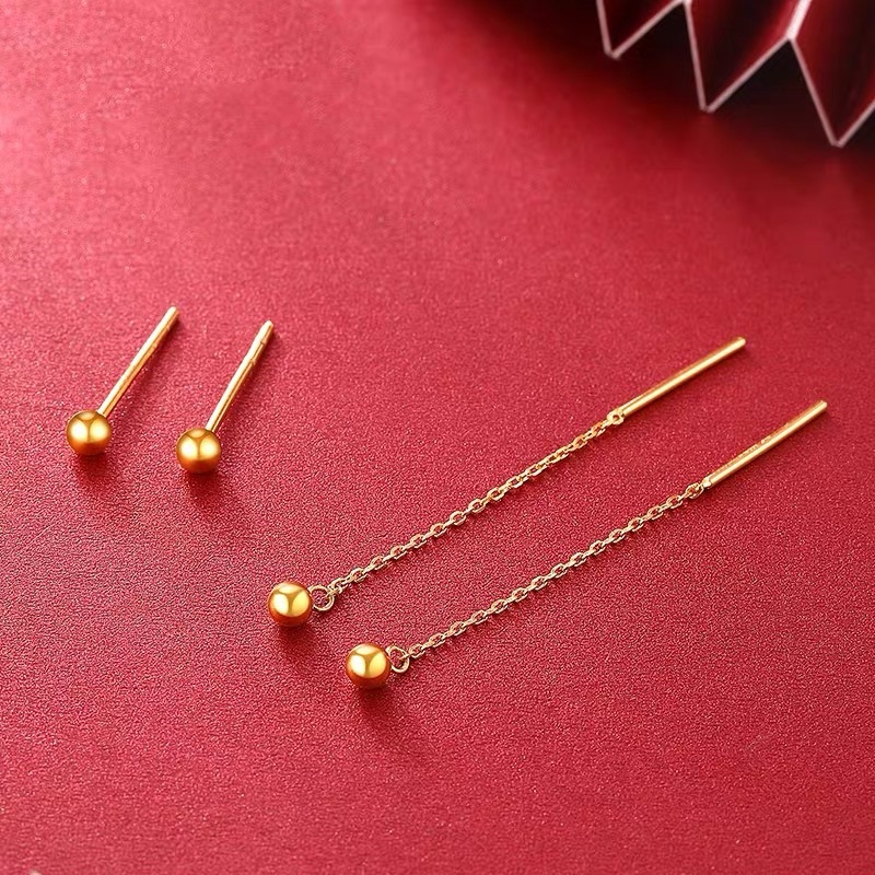 Серьги из 18К золота, цветные, простые длинные серьги для проколотых ушей, золотые серьги в виде бобов, золотые серьги с водной раковиной