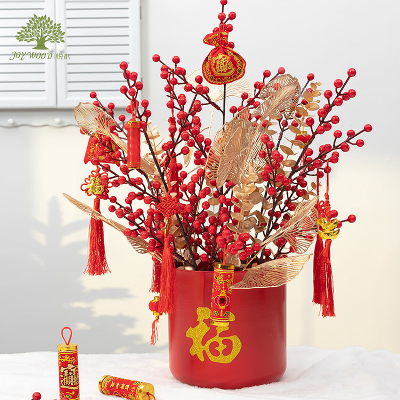 New Year Spring Festival New Year ornaments lucky bag Chinese knot lantern firecrackers festive wedding ornaments living room decoration wholesale