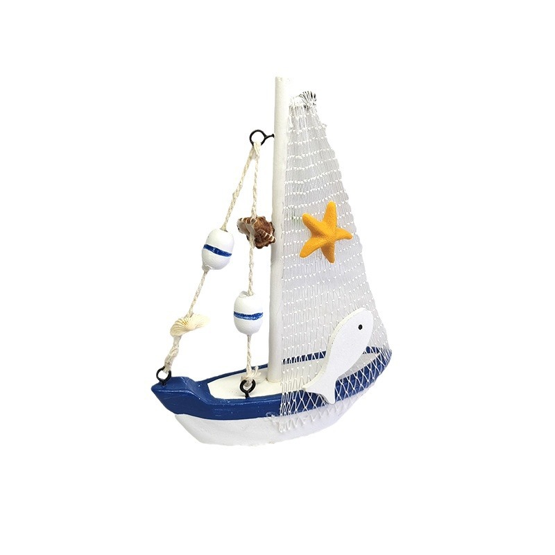 Cross-border Creative New Mediterranean Wooden Boat Model Ornaments Home Decoration Sailing Boats Shooting Props