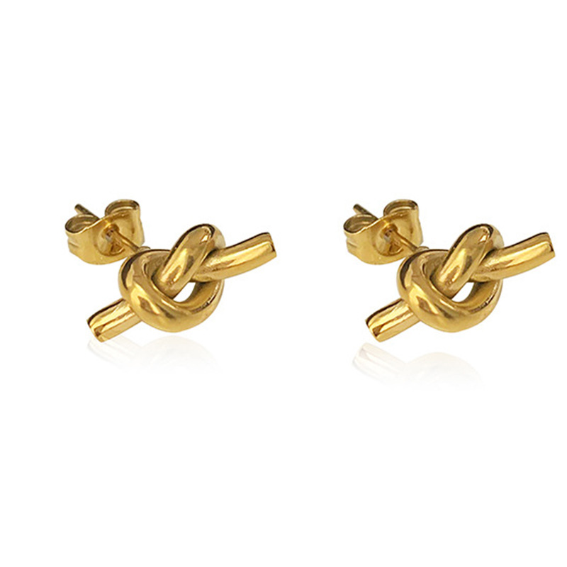 Processing and Customization of European and American Retro Ins Simple Personalized Necklace Titanium Steel Plated 18K Gold Letter Necklace Earrings Ring