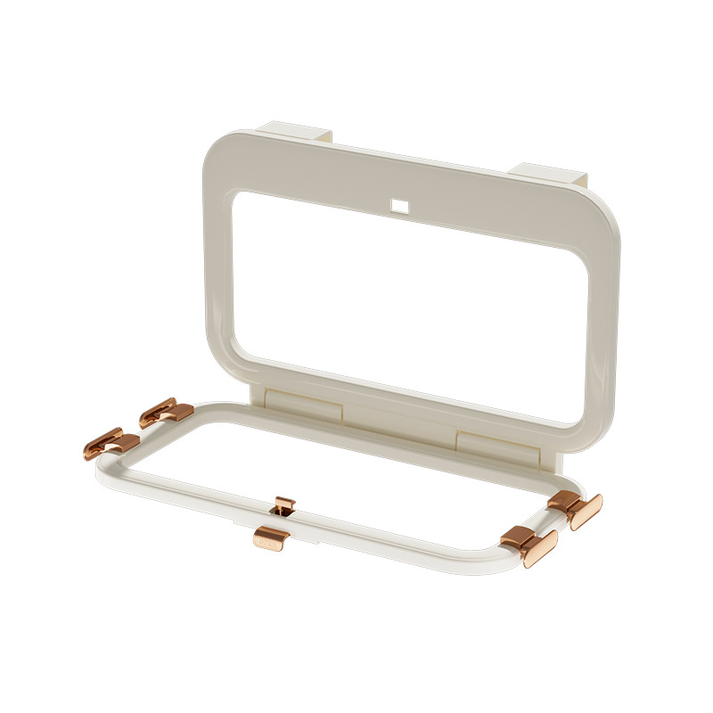 Cream-Colored Foldable Garbage Bag Holder for Home Use, Wall-Mounted Plastic Bag Holder for Cabinet Doors, Kitchen Storage Garbage Rack