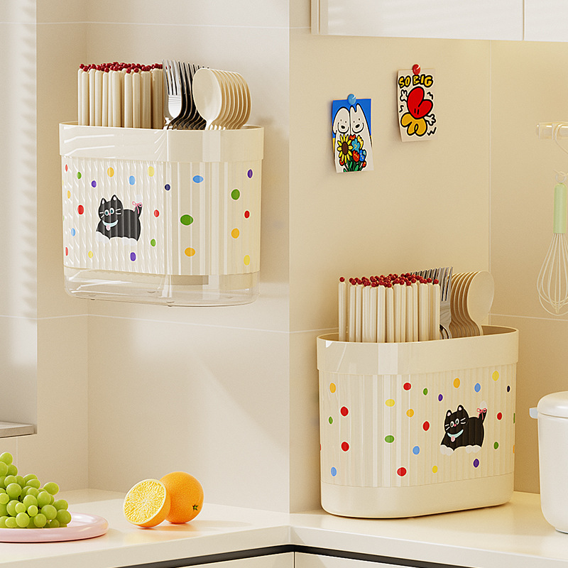 Коробка для хранения палочек для еды, высококлассная, новая модель 2025 года, подставка для слива, держатель для ложек и палочек, настенная
