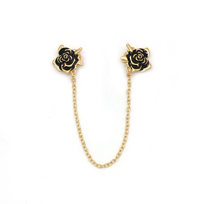 European and American fashion brooch high-end drop oil rose collar clip shirt chain men's and women's suit cardigan corsage accessories