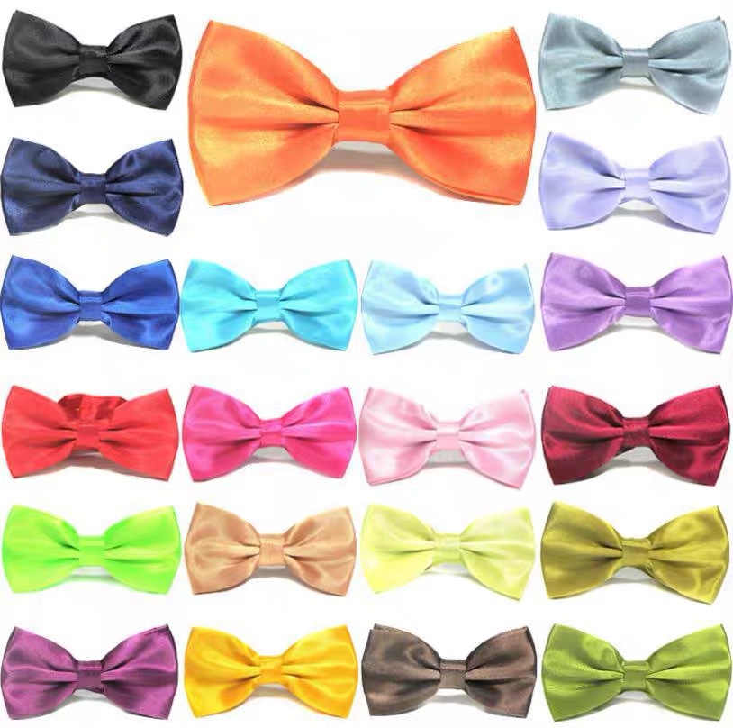 Wholesale Double-Layer Bow Ties for Men, Business Formal Solid Color Satin Korean-Style Bow Ties from Shengzhou Factory
