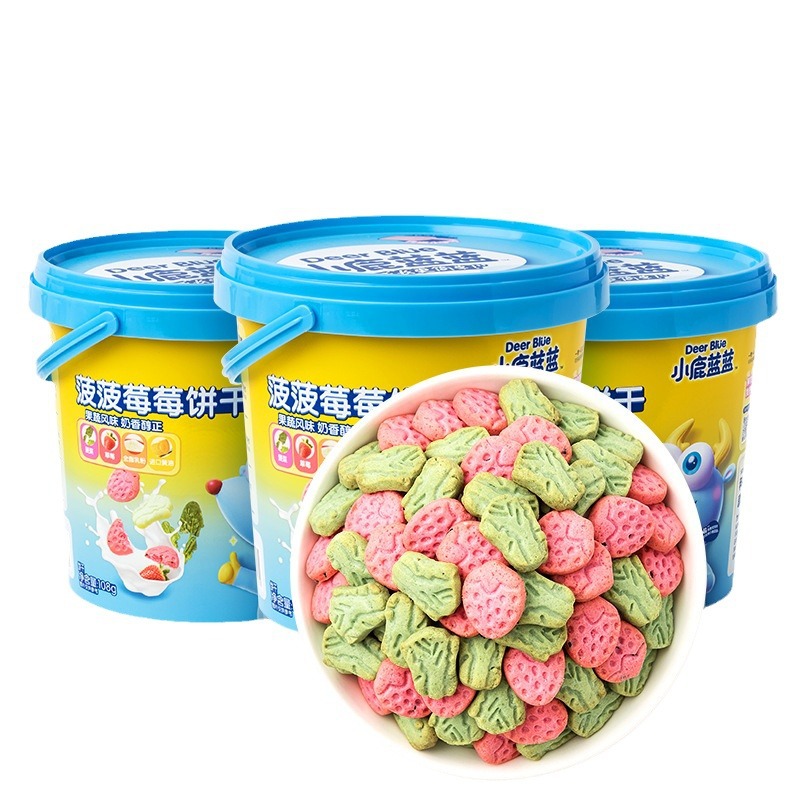 Official flag genuine goods deer Blue and Blue Strawberry biscuit 108g nutrition healthy molar biscuit children snack brand