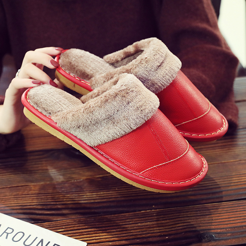 Cotton Slippers Thick Bottom Household Thickened Warm Non-slip Home Couple Slippers Indoor Leather Slippers