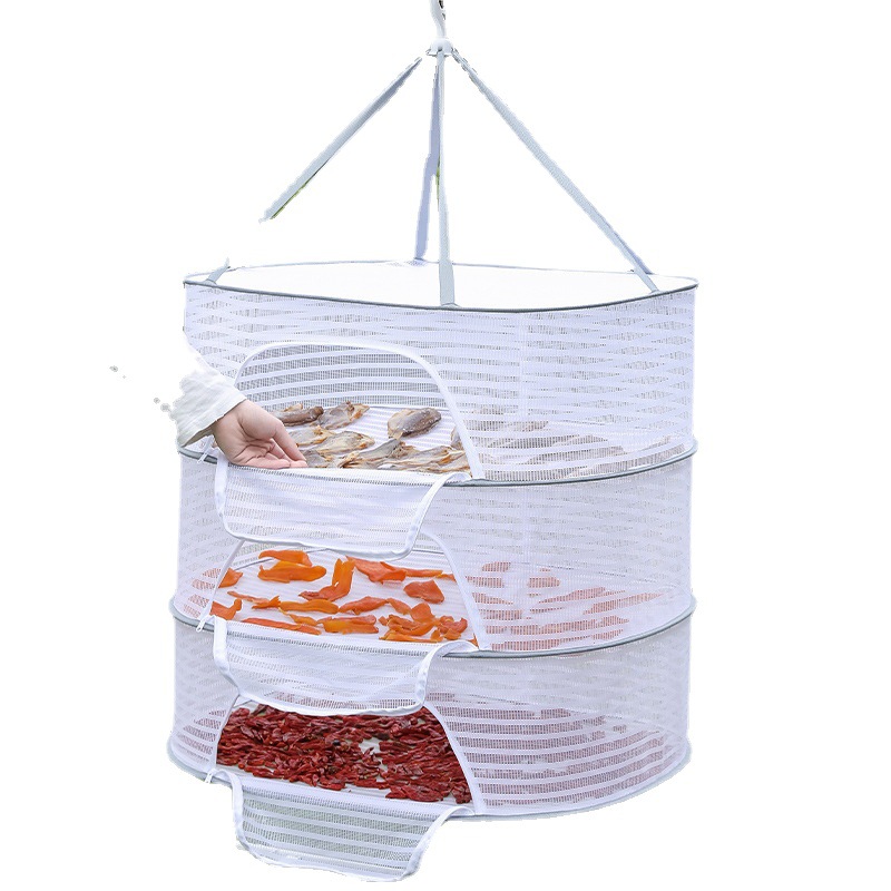 Vegetable Drying Blue Vegetable Drying Net Household Drying Fish Fly-Proof Cage Drying Net Drying Artifact Foldableable Balcony Clothes Drying Basket