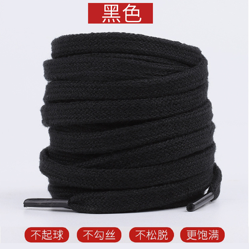 Classic black and white single and double layer polyester cotton flat shoelaces fit high and low top board shoes canvas shoes hiking shoes