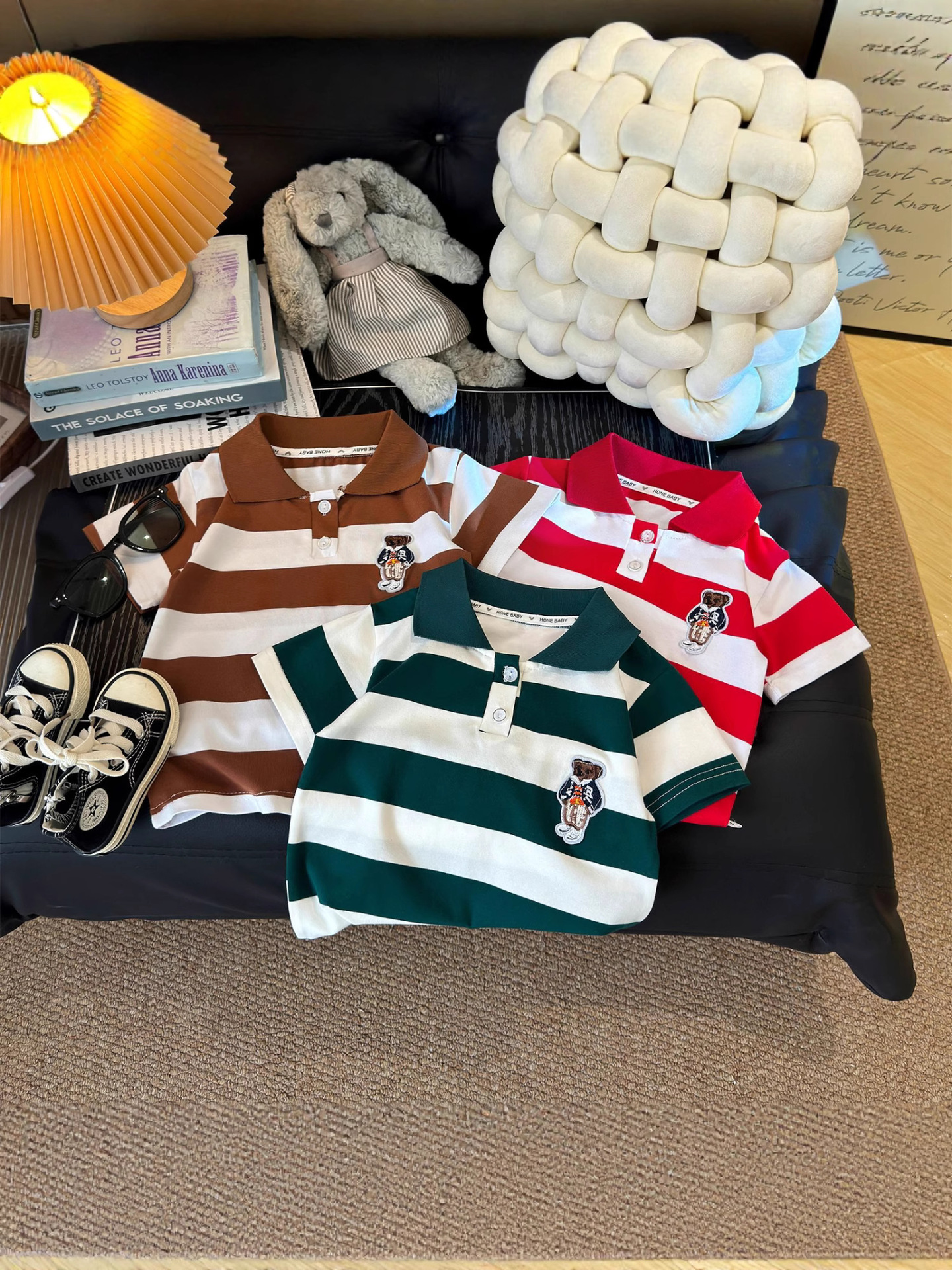 New Lapel Polo Shirt Children's Short Sleeve Cotton Top Casual Contrast Color