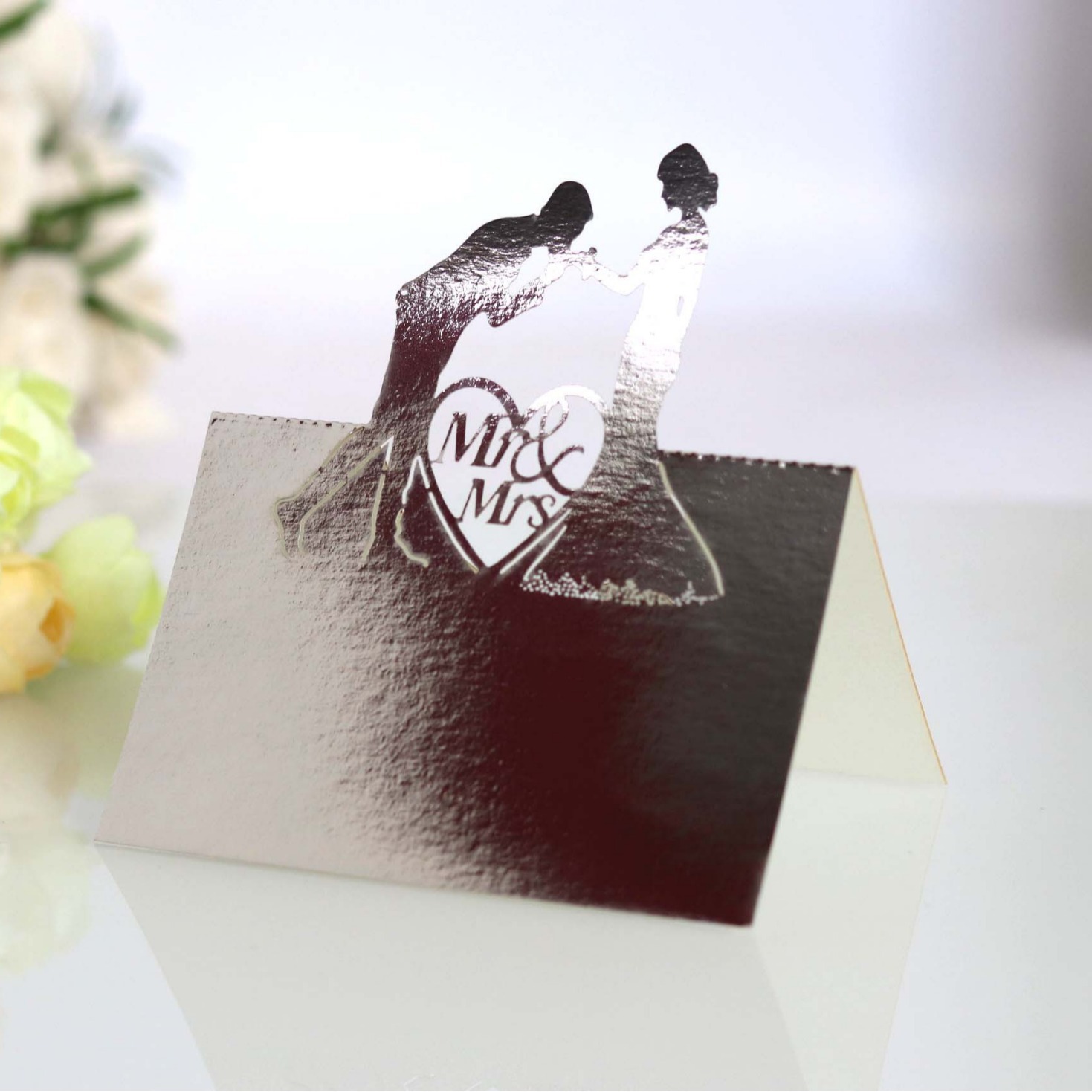 Cross-border wedding couple love laser seat hollow butterfly sign-in table love seat card wholesale