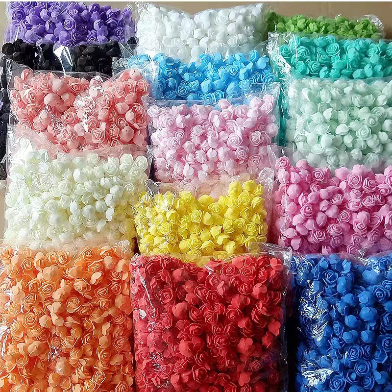 Pe Rose Head Artificial Foam Flower 3.5cm Wedding Gift Box Garland Decoration Chinese Valentine's Day Bear Fake Flower