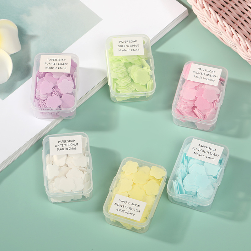 Rectangular Box for Students and Kidsren, Cute Mini Petal Disposable Soap Flakes, Travel Portable Soap Flakes