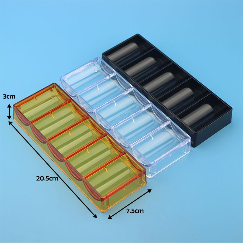 5 прозрачных подставок для фишек, вмещает 40 фишек 3.3мм, 100 штук