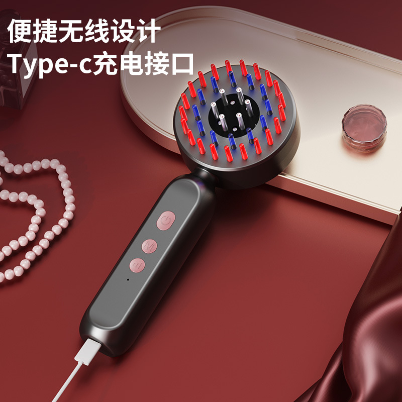 Scalp Liquid Massage Comb Electric Red and Blue Light Head Care Hair Growth Liquid Scalp Applicator Ball Hair Health Comb