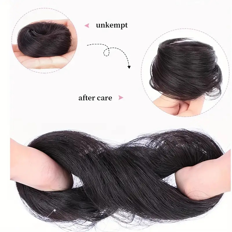 European and American Wig Bun Hair Tie Straight Hair Hair Ring Bun Wig Natural Fluffy Curly Hair Cross-Border Wig for Women