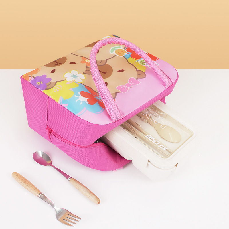 New Fun Capybara Cute Cartoon Lunch Box Bag for Office workers Cartoon Lunch Bag Children's Portable Lunch Bag