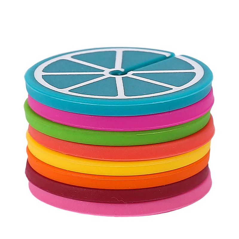 Food Grade Silicone Logo Stickers Orange Red Wine Glass Distinction Logo Party Wine Picks Cocktail Glass Stickers Ready for Sale