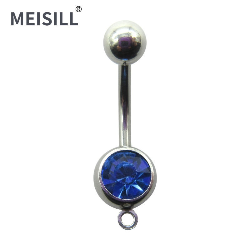 Meier stainless steel single diamond navel ring European and American navel nail spring personality men and women navel ring piercing jewelry wholesale