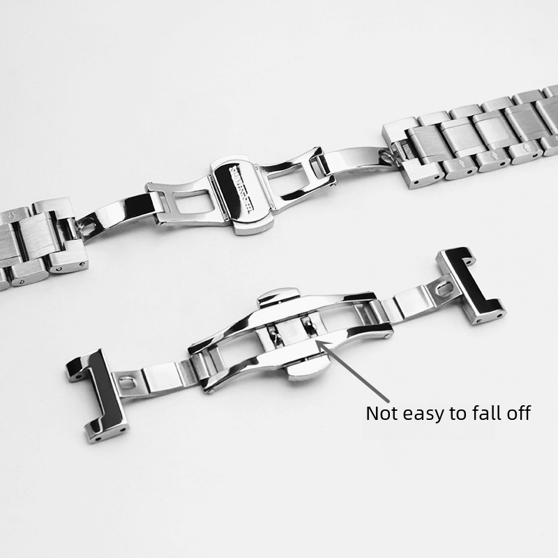 Five-Bead Solid Butterfly Buckle Watch Strap/Suitable for Famous Brands Apple, Samsung, Huawei 304 Stainless Steel Watch Strap