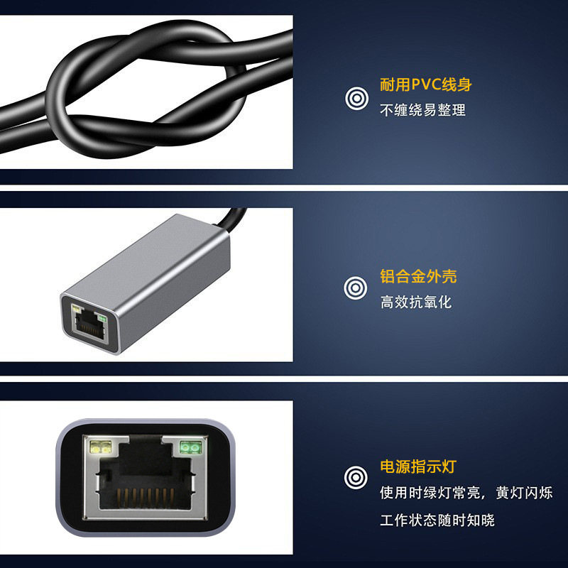 Network card TYPEC to 100 m gigabit network port HUB wired Ethernet external drive-free usb network card network conversion