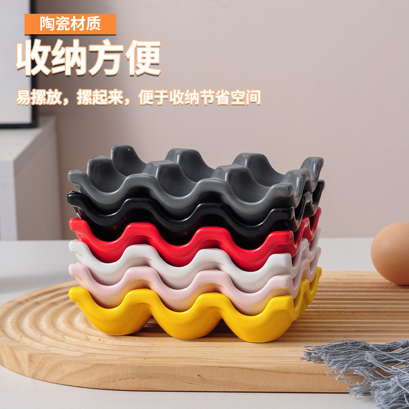 Creative kitchen supplies egg grid egg rack household ceramic tableware supplies egg tray egg grid Amazon
