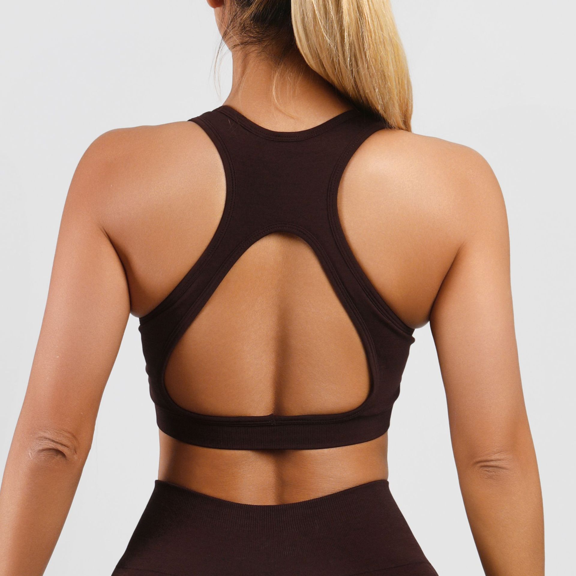 Tiktok Seamless Integrated Fitness Sports Bra Bra Push-Up Shockproof Wireless Beautiful Back Yoga Vest for Outerwear