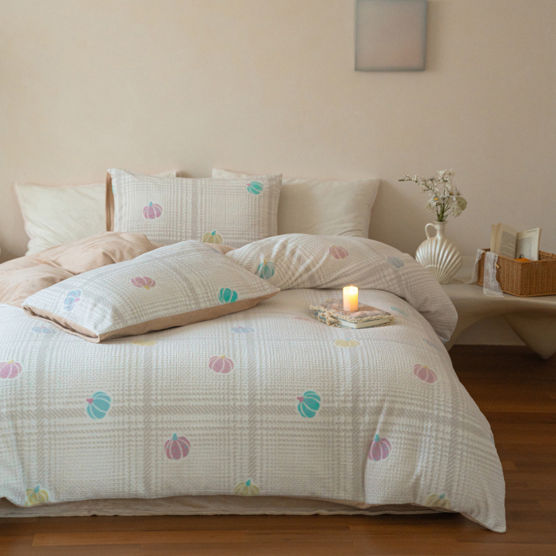 2025 New Carved Milk Velvet Four-Piece Set-Pumpkin Party