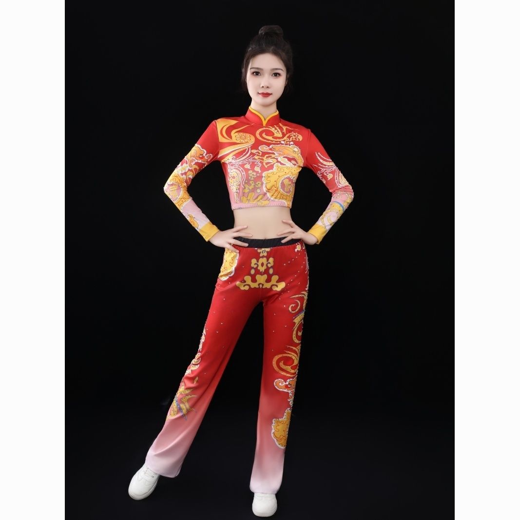 Aerobics Clothing Adult Competition Clothing Chinese Style Red Competition Fitness Aerobics Gymnastics Artistic Gymnastics Performance Clothing