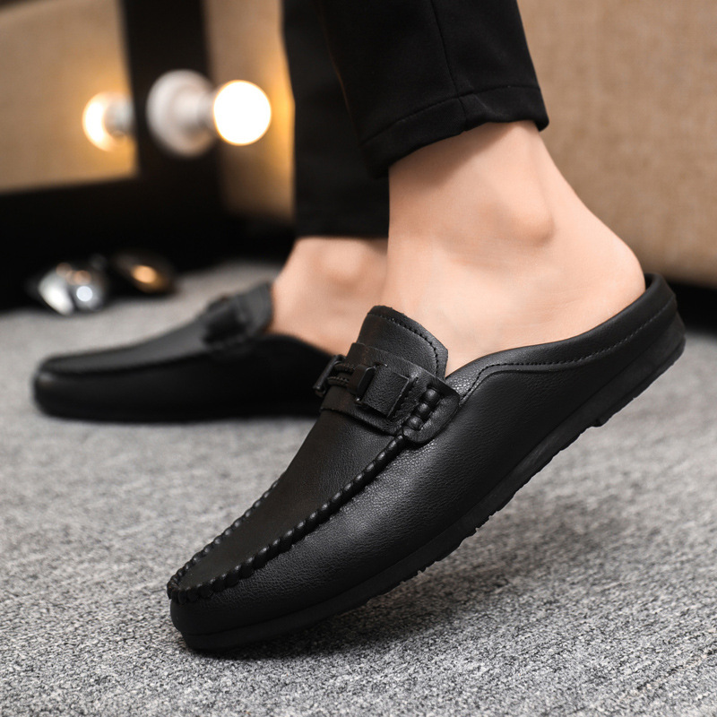 Casual Thin High-end Business Black Men's Lefu Shoes Men's Leather Shoes Outdoor Breathable Fashionable Soft Leather Waterproof