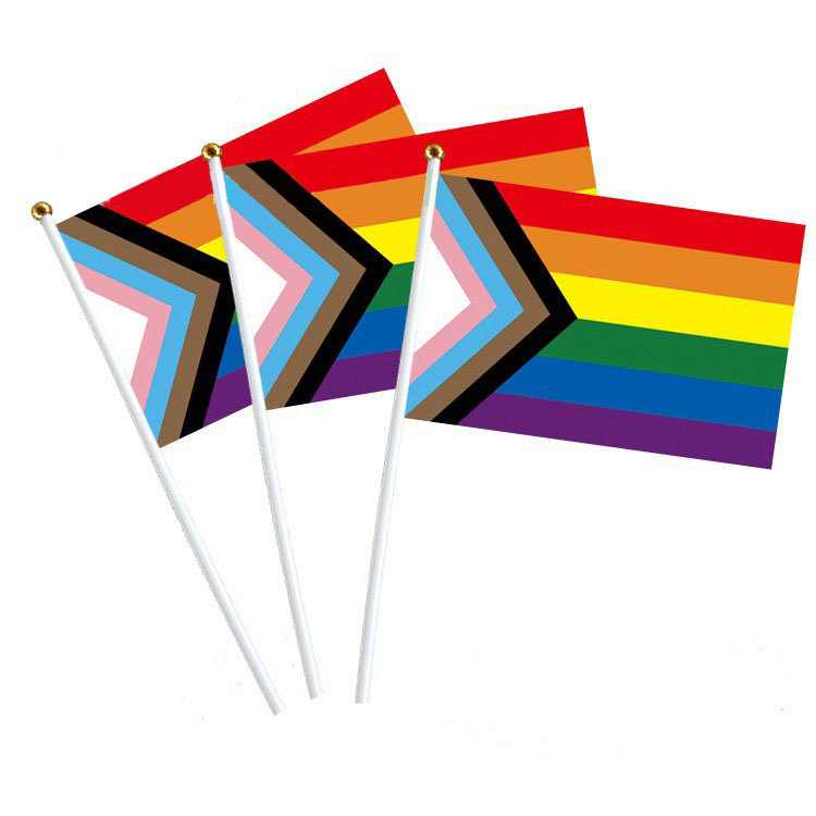 No. 8 comprehensive rainbow flag in stock wholesale 14 * 21cmFt polyester flag manufacturers hand flag cross-border TEMU supply