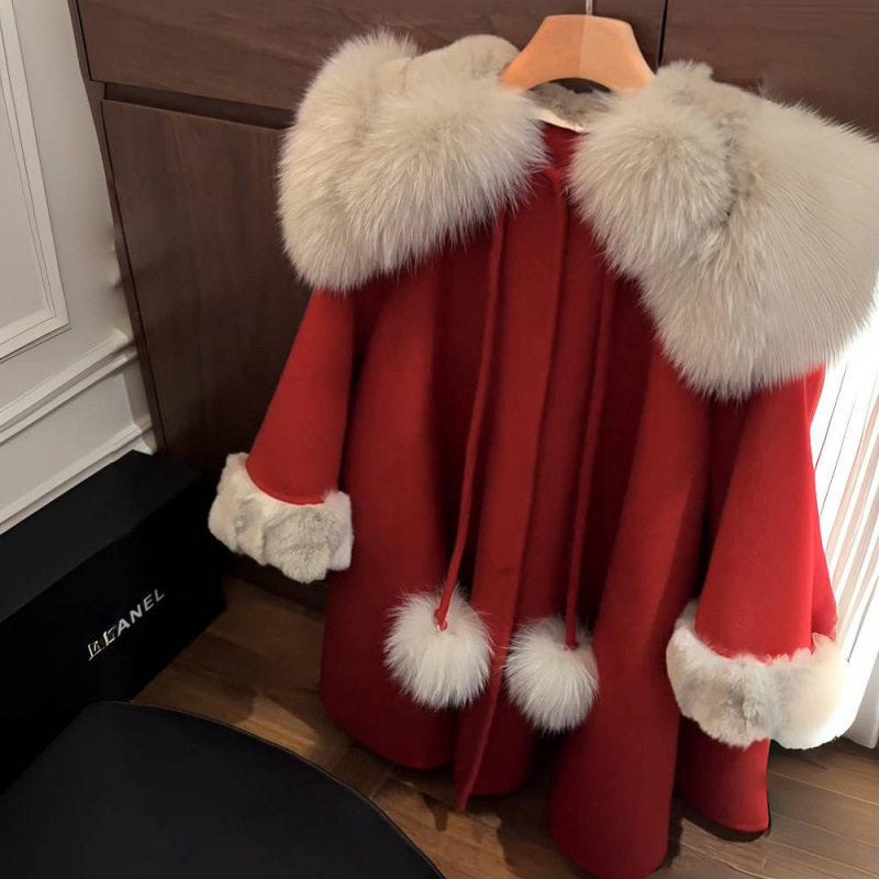 Girls' Winter Velvet Outwear, Kidsren's Long-Sleeved Scarf Collar Outerwear, Fashionable Kidsren's Clothing, Little Girl's Cloak and Cloak Jacket