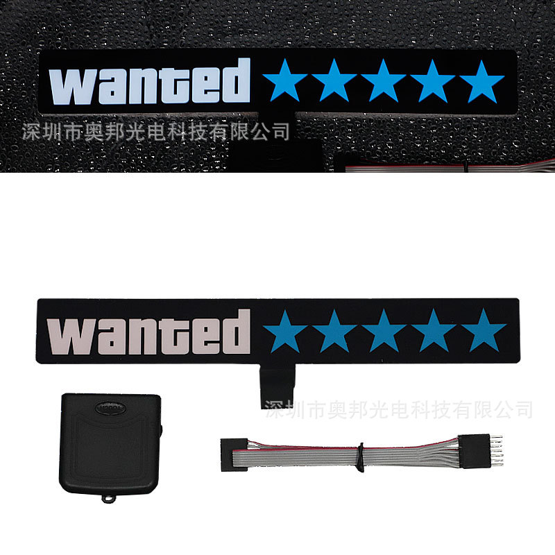 Foreign trade hot sale led light-emitting car stickers cold film heart-shaped pattern JDM wanted five-star light-emitting car stickers pattern