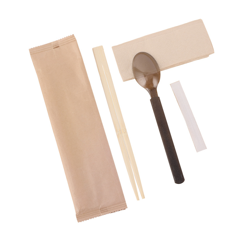 Customized Disposable Chopsticks, Spoons, Tableware Set, Four-Piece Set, Commercial Catering Takeaway Packaging, Whole Bag Independent Packaging