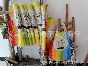 Rainbow Contrasting Color Studio Apron Printed Children's Apron Art Apron Canvas Denim Linen Apron Kitchen Cross Border