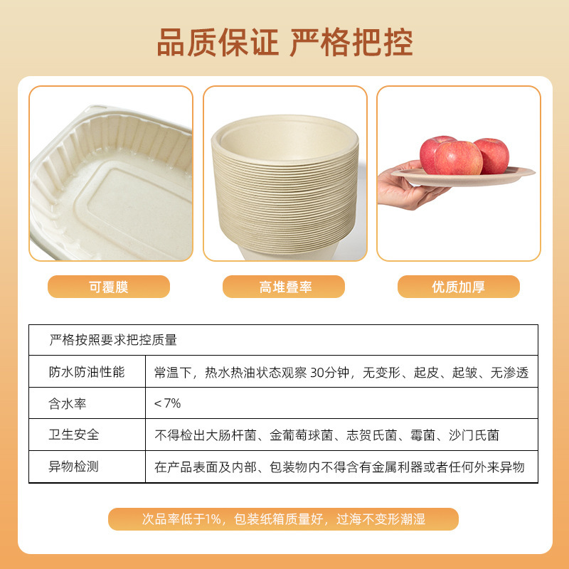 Disposable Oval Dinner Plate, Biodegradable Barbecue Fruit Plate, Cake Plate, Round Western Dinner Plate, Environmentally Friendly Sugarcane Pulp Paper Plate