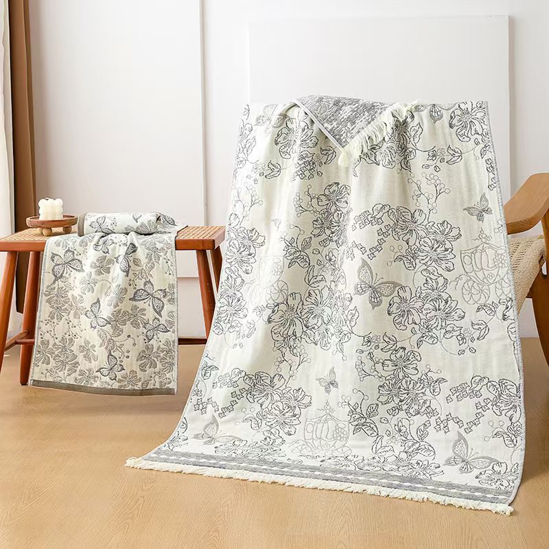 Банные полотенца из конопли для внешней торговли с возможностью нанесения логотипов, 4-слойный жаккардовый хлопок с коноплей, мягкие и дышащие