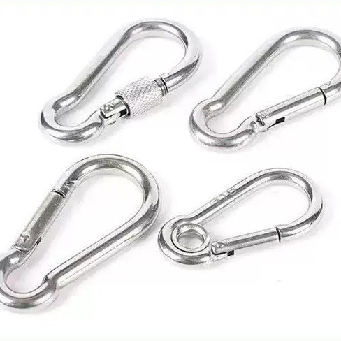 Galvanized Iron Hook with Loop and Nut, Outdoor Spring Buckle, Multi-Functional Hanging Buckle, Carabiner, Connecting Ring, Safety Buckle
