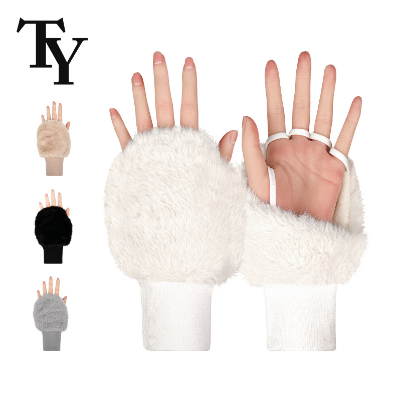 2025 новые гольф-перчатки для женщин, утолщенные, зимние, теплые, полуперчатки, белые и черные, с сенсорным экраном