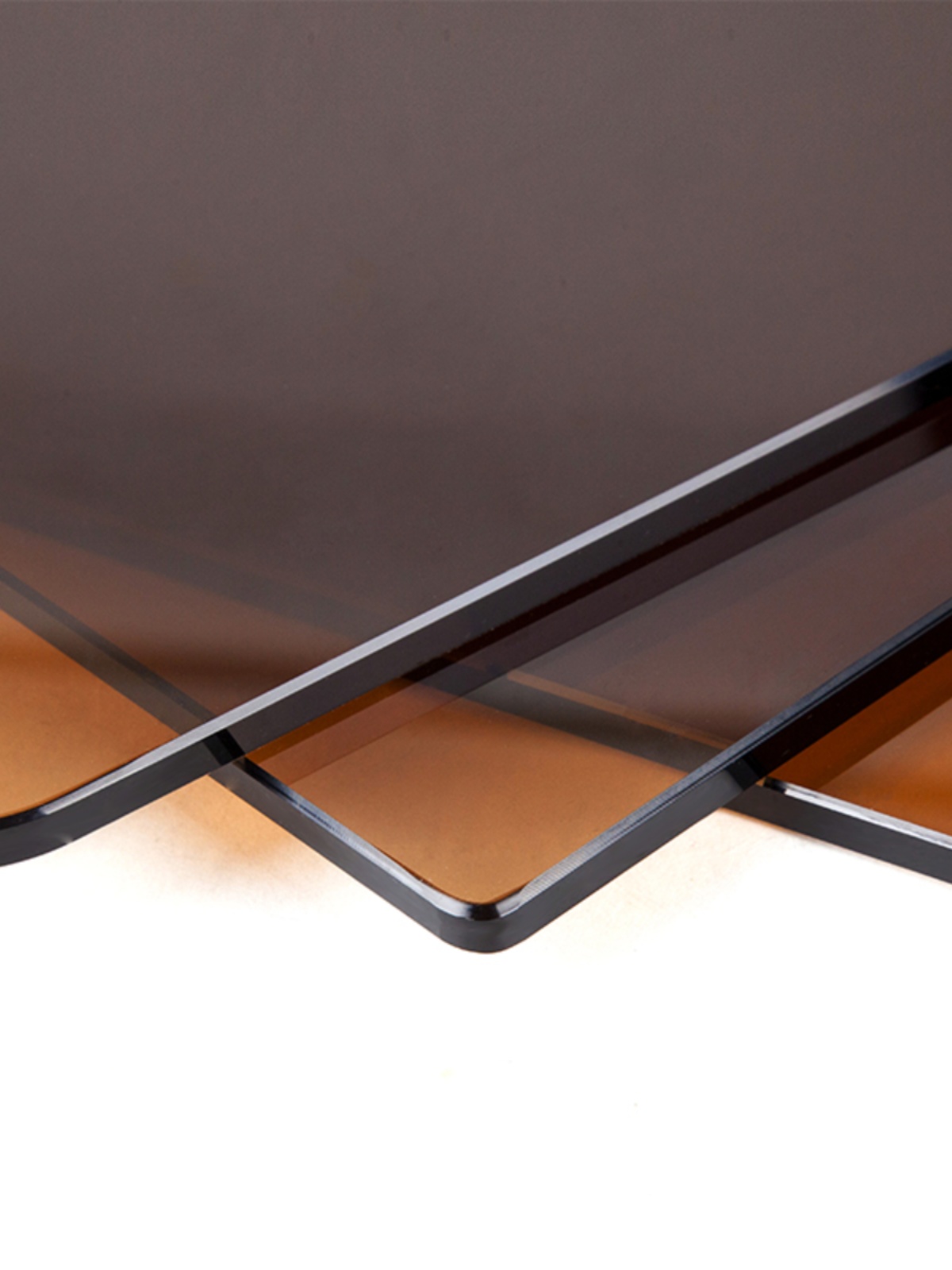 Brown Tempered Glass Plate Customized Dining Table Coffee Table Countertop Customized Round Rectangular Special-Shaped Plate Household Frosted