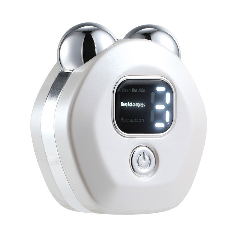 Cross-border new vibration beauty instrument travel portable hot compress charging massage device EMS micro current double roller massage